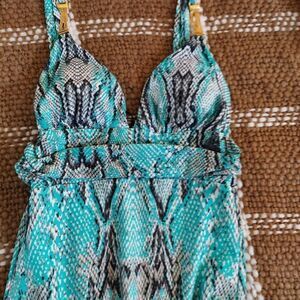 NWT Vix Paula Hermanny Snakeskin & Gold  Hardware One-Piece Swimsuit Size S NWT